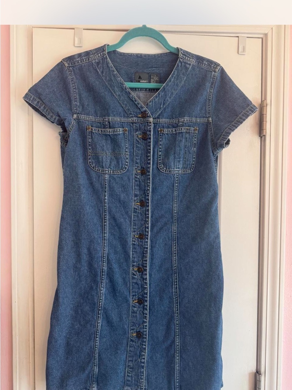 Vintage 90’ Liz Wear  Denim button front midi dress size 4